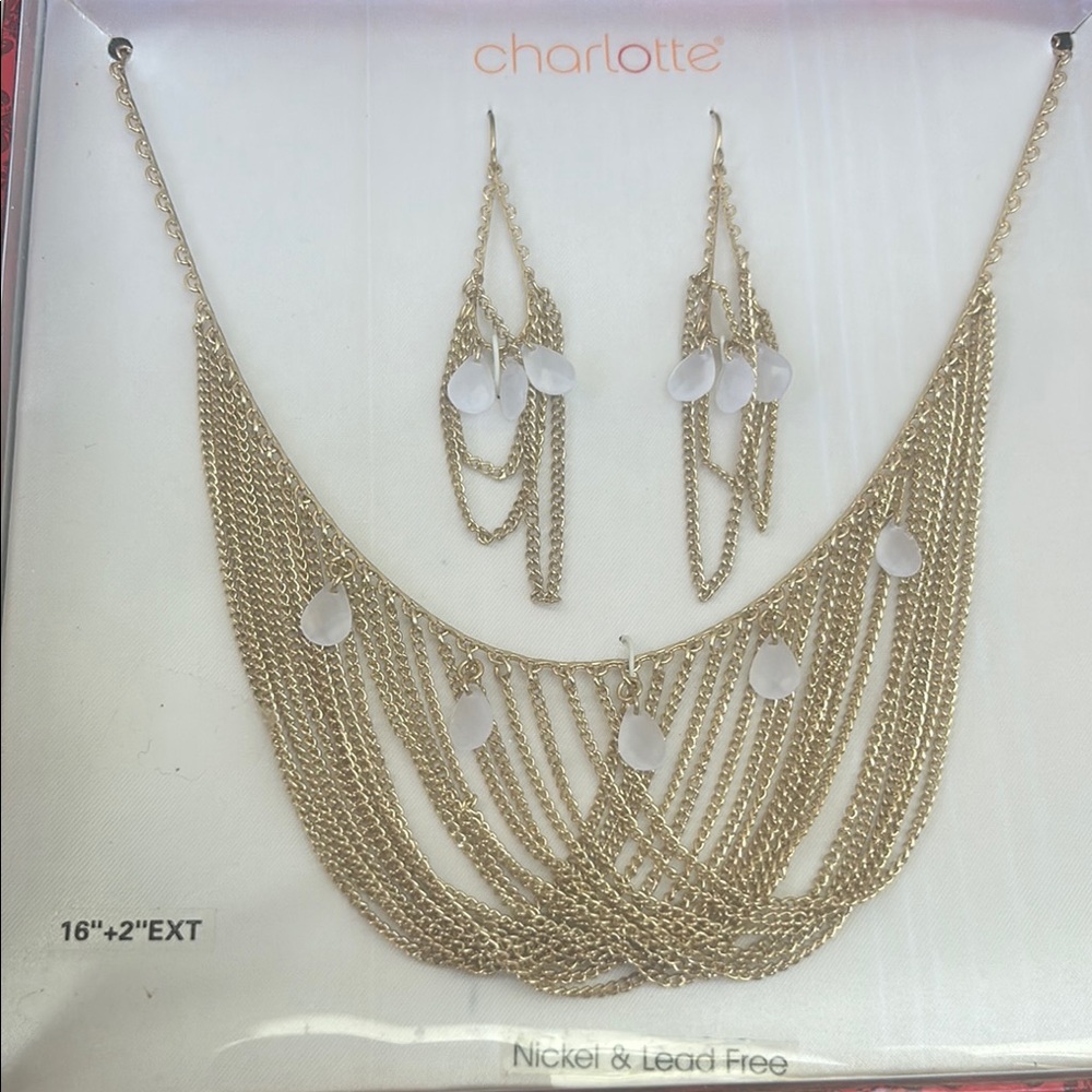 Gold Necklace and Earring Set Nickel & Lead Free Perfect Box Giftset